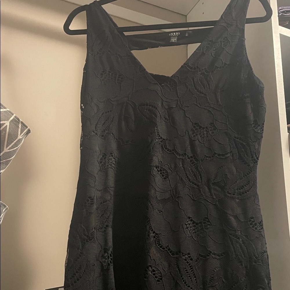 Calvin Klein Black Floral Lace Backless Dress